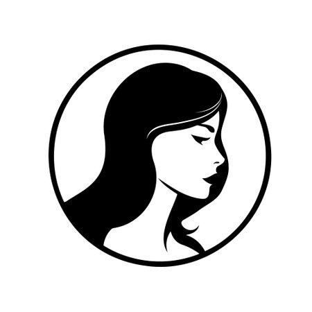 Silhouette, vector closeup portrait of a woman. Vector illustrationのイラスト素材
