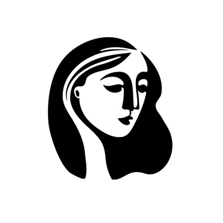 Silhouette, vector closeup portrait of a woman. Vector illustrationのイラスト素材