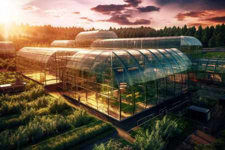 Modern Intelligent Glass Greenhouse for Agriculture.の素材