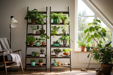 Vertical gardening in the apartment. Scandinavian interior style.の素材