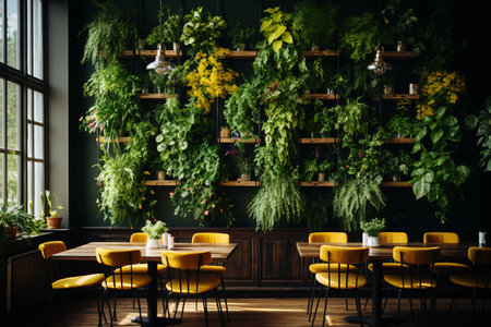 Vertical gardening in the caffe or restaurant. Loft interior style.の素材