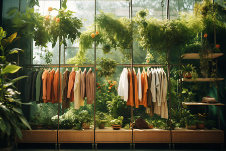 Vertical gardening in the clothing store. Scandinavian, eco interior style.の素材