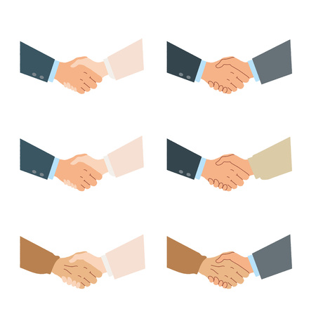 Illustration set of hands shaking handsのイラスト素材