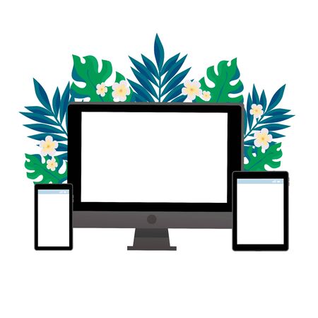Computer, tablet computer, smartphone, electronic device illustrationのイラスト素材