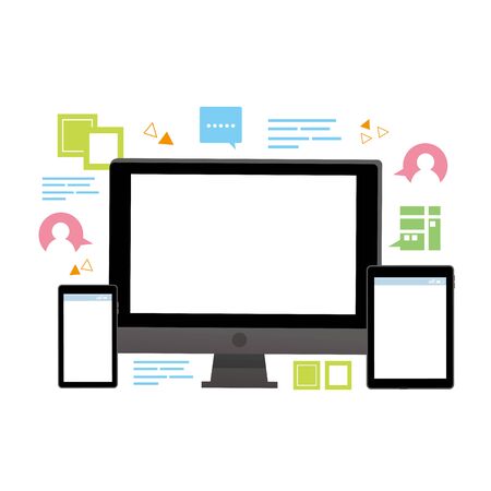 Computer, smartphone, tablet computer illustrationのイラスト素材