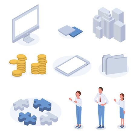 Isometric composition, business scene illustrationのイラスト素材