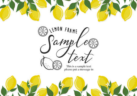 Background frame (simple background white) horizontal type of lemonのイラスト素材