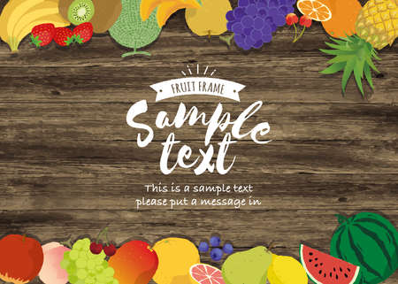 Frame of fruits of the old grain backgroundのイラスト素材