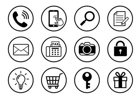 Set of the icon which is often used in a living scene (the square type)のイラスト素材