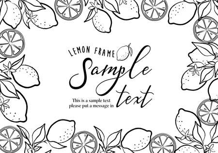 The line drawing type frame of the lemon (the silhouette)のイラスト素材
