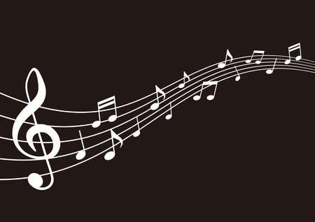Musical score silhouette illustration (Staves and notes) Musicのイラスト素材