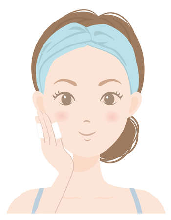 The face of a woman who is caring for her skinのイラスト素材