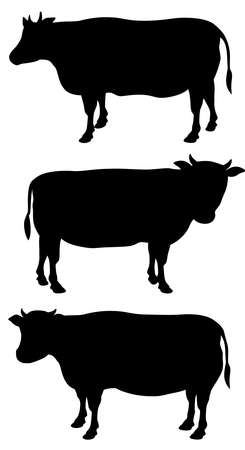 Cow silhouette illustration (illustration set)のイラスト素材