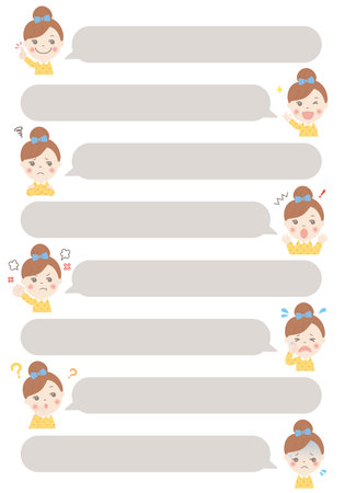 Children's comment balloon set (girl)のイラスト素材