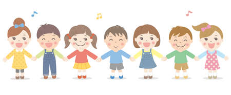 Children singing hand in handのイラスト素材