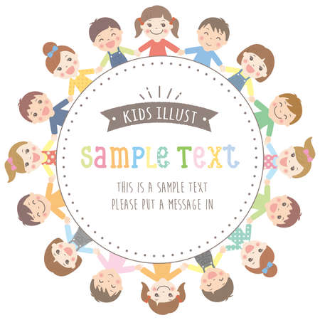 Children's frame holding hands to make a ringのイラスト素材