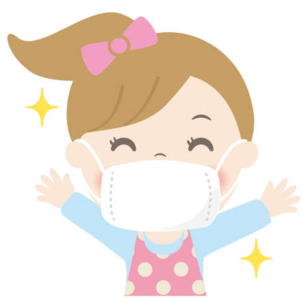 Little girl wearing a maskのイラスト素材