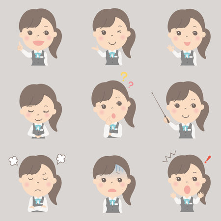 Female upper body illustration set (office lady)のイラスト素材