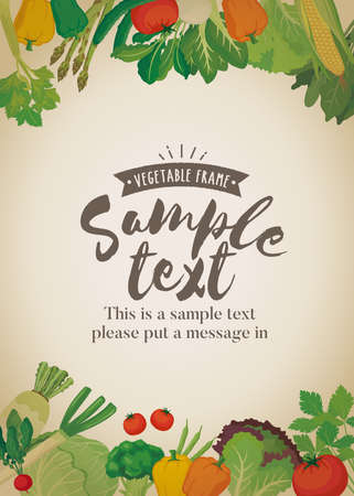 Vegetable frame with antique textureのイラスト素材