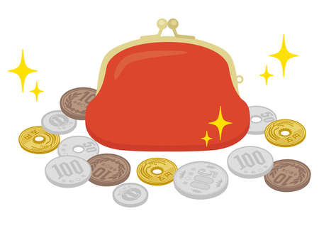 purse with a clasp  and Japanese coins

It is written in Japanese as "Reiwa 0 years" and "5 yen".のイラスト素材