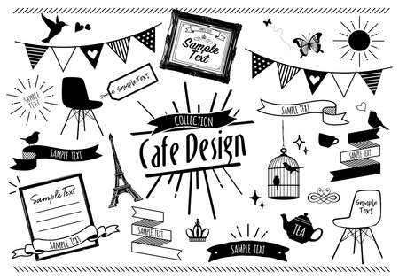 Chalk art design cafe-style motifのイラスト素材