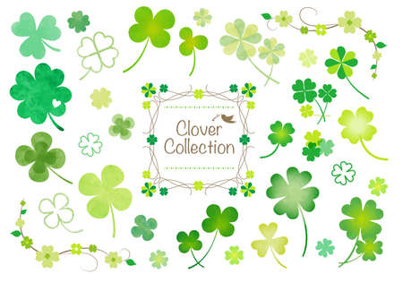 Clover illustration collection that brings happinessのイラスト素材