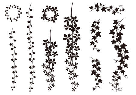 Leaf design parts set (silhouette)
Ivy
Sugar vine
Wire plantsのイラスト素材