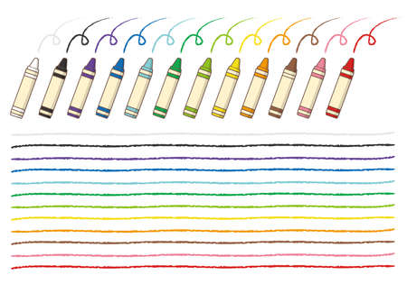 Crayons and lines drawn with crayonsの素材 [FY310179702202]