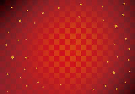 Japanese pattern background with gold confetti and checkered pattern (red)のイラスト素材