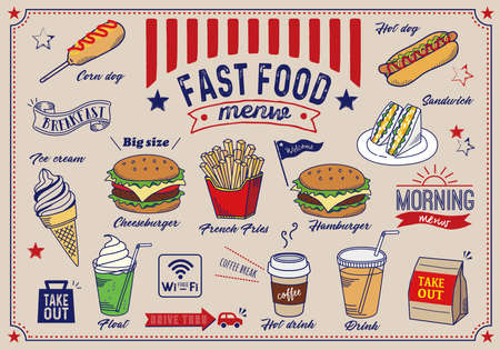 Fast food illustration set (color)のイラスト素材