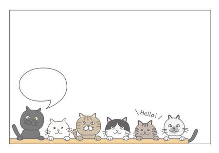 Frame full of cute catsのイラスト素材