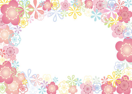 Floral background frame (pastel color)のイラスト素材