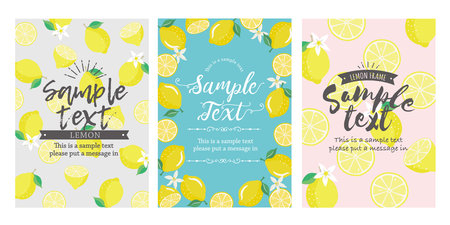 Lemon card design set (vertical)のイラスト素材