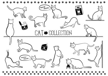 illustration set of cats in various posesのイラスト素材