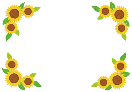 Sunflower corner frame (summer flowers)のイラスト素材