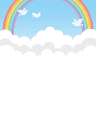 Sky and rainbow background frame (horizontal)のイラスト素材