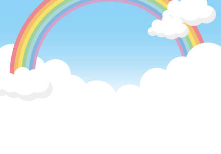 Sky and rainbow background frame (horizontal)のイラスト素材