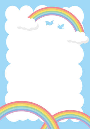Sky and rainbow background frame (vertical)のイラスト素材