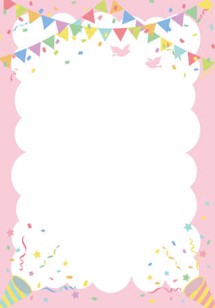 Flag and cracker birthday party background frameのイラスト素材