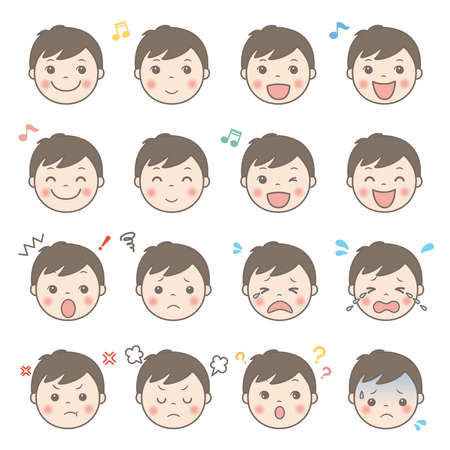 Boy illustration (facial expression) variationのイラスト素材