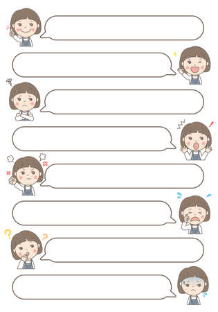 Talk screen Dialogue frame (girl) Bobのイラスト素材
