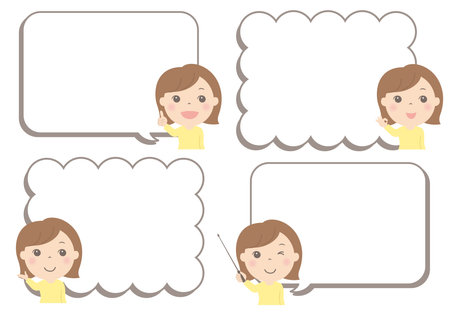 Female illustration balloon set (young woman)のイラスト素材