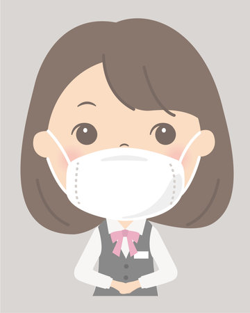 Woman wearing a mask (Office Lady)のイラスト素材