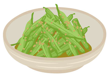 Green beans with sesame sauceのイラスト素材