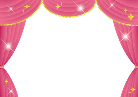 Pink Curtain Pink Curtain Pink Curtain Stage Horizontalのイラスト素材
