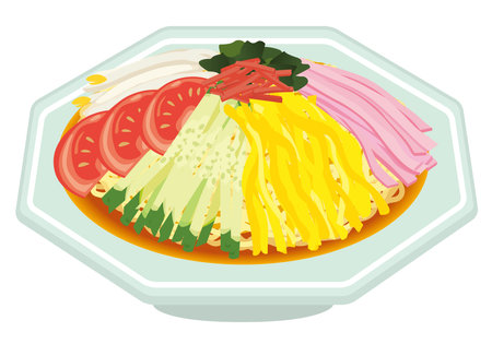 Chinese Food_Chilled Chinese Chilled Ramenのイラスト素材
