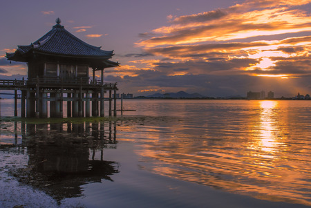 Sunshine in Biwa lake の写真素材