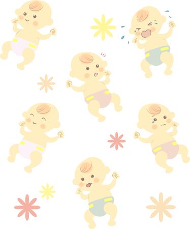 baby's various facial expression setのイラスト素材