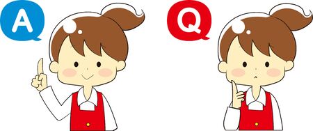 Illustration of icons and people used for questions and answers and guidanceのイラスト素材