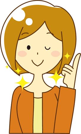 A woman who raises a finger and teaches pointsのイラスト素材